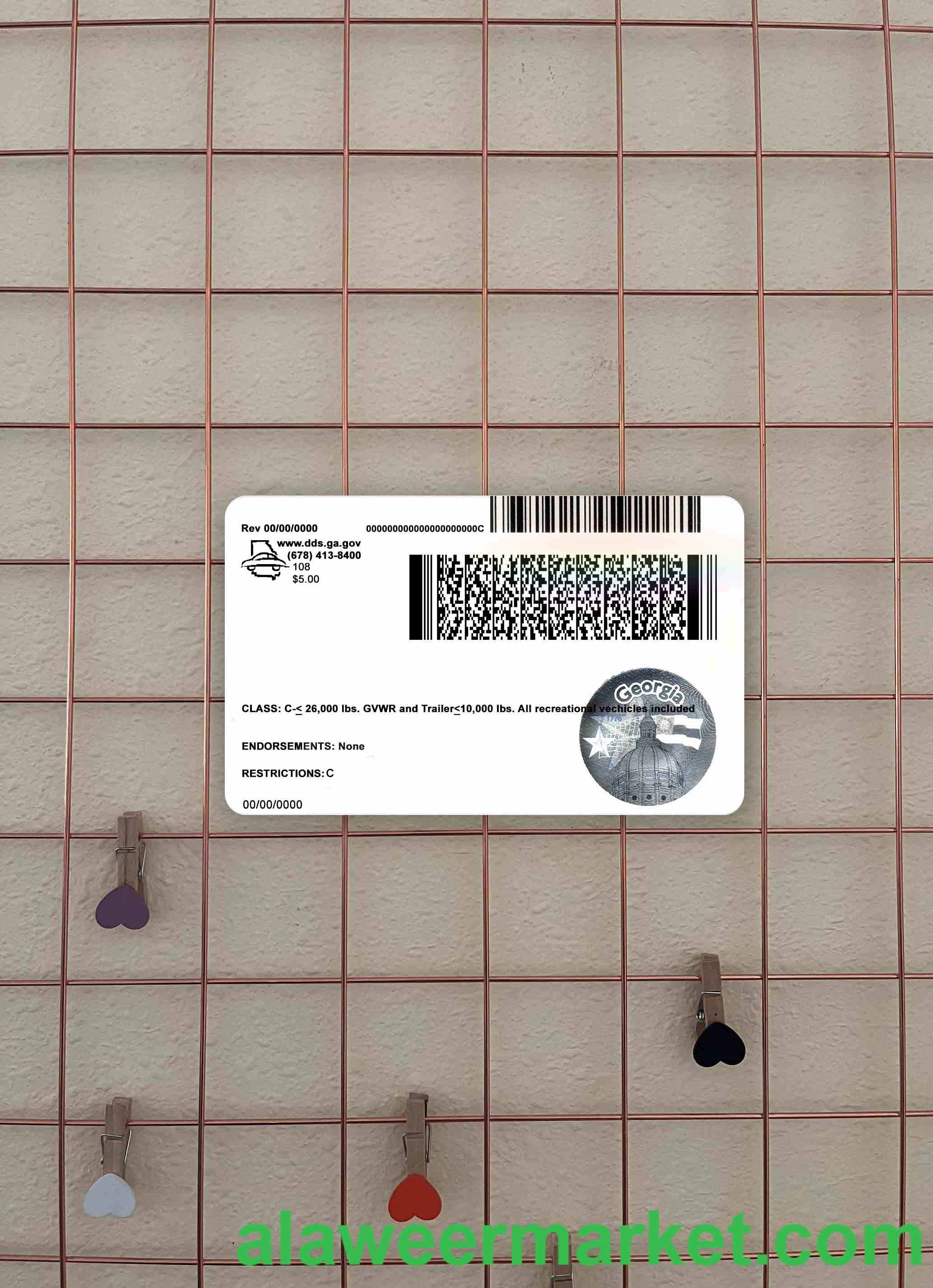 USA Georgia driving license (2017-2019) photolook BACK